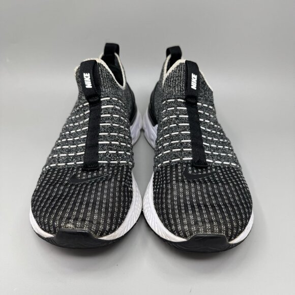 Size 8.5 Nike Womens React Phantom Run Flyknit 2 Oreo Slip On Running Shoes - Picture 4 of 9
